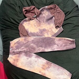 Purple and Pink Tie-Dye Hoodie and Sweatpants Set